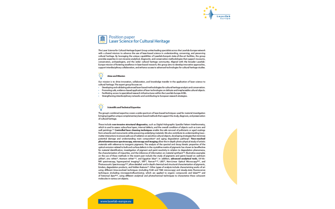 Laserlab-Europe Expert Group publishes position paper on Cultural Heritage